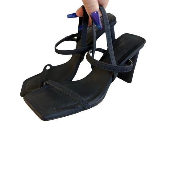 Y2K VTG. ALDO BLACK STRAPPY SQUARE TOE HEELS SANDALS‎ SZ. 6 1/2. - Picture 7 of 8